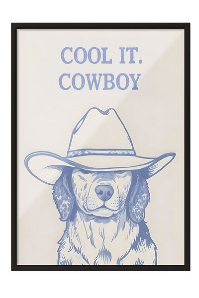 Postifull Pictură cu cadru negru, Cool it Cowboy, Pictură de perete pentru bucătărie din seria Comfort, NR: 108930