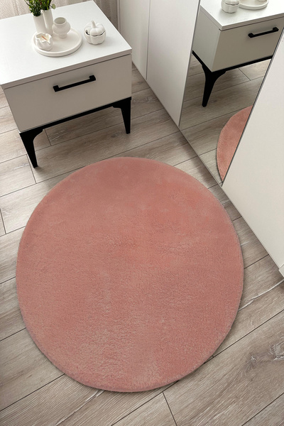 SOFT DECOR Kaymaz Taban Yolluk Peluş Yuvarlak Halı