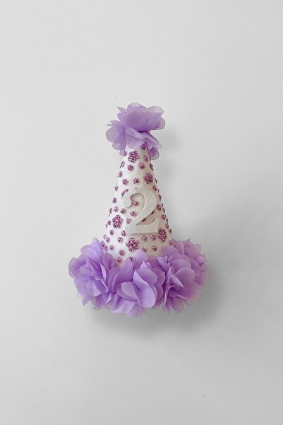 COOLMINIES Kız Çocuk 2 Yaş Çiçekli Huni Taç,Doğum Günü Hunisi Parti Tacı -Lila