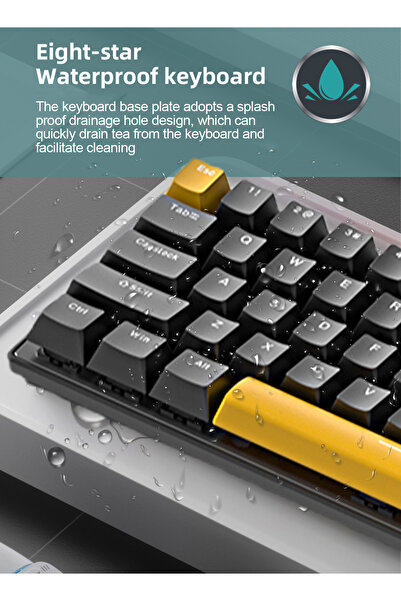 FlashHawk لوحة مفاتيح ألعاب سلكية 65% بمفتاح أزرق مع إضاءة خلفية RGB، لوحة مفاتيح ميكانيكية مدمجة 68 مفتاحًا