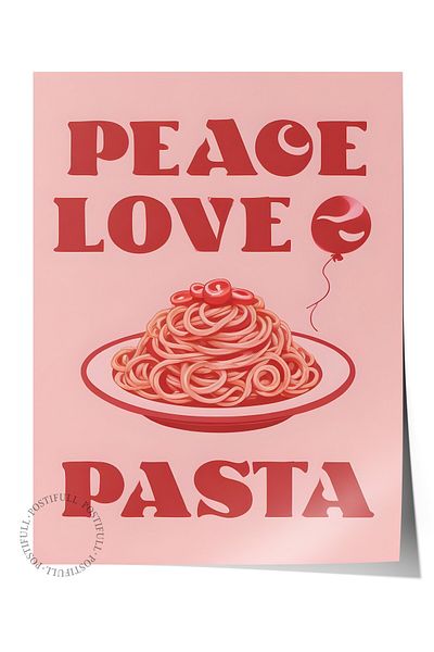 Postifull Frameless Poster, Peace Love Cake, Comfort Series Kitchen Wall Poster, No:109093