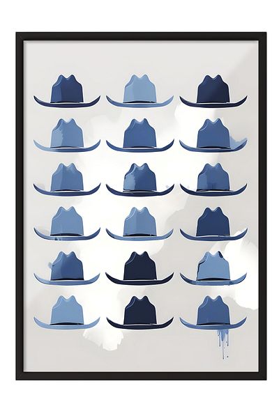 Postifull Pictură cu cadru negru, pălărie de cowboy, pictură de perete pentru bucătărie din seria Comfort, NR: 108932