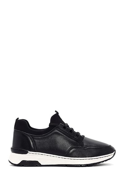 Derimod Women's Black Lace-Up Thick Sole Leather Sneaker 25Sfd 500918