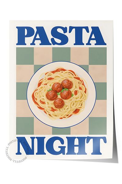 Postifull Frameless Poster, Cake Night, Comfort Series Kitchen Wall Poster, No:109091
