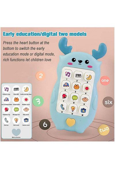 COOYA Silicone Mobile Phone Toy, Educational Play Musical, Colorful With Light Music for Babies 6 Months +