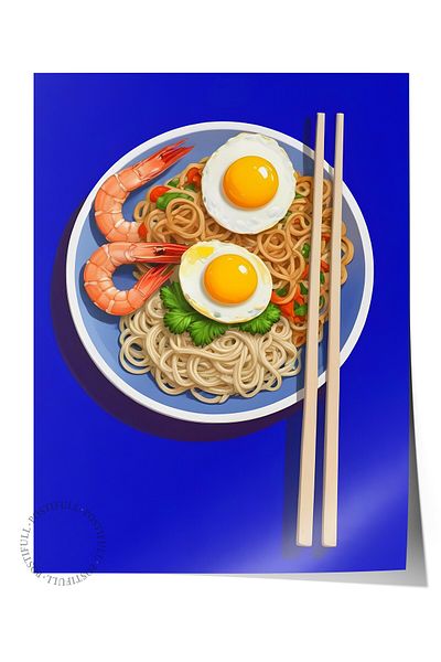 Postifull Frameless Poster, Ramen Bowl, Comfort Series Kitchen Wall Poster, No:109102