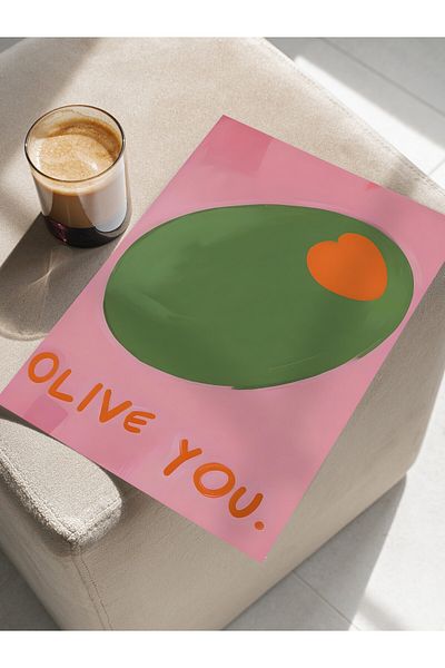 Postifull Unframed Poster, Olive You, Comfort Series Kitchen Wall Poster, No:109143