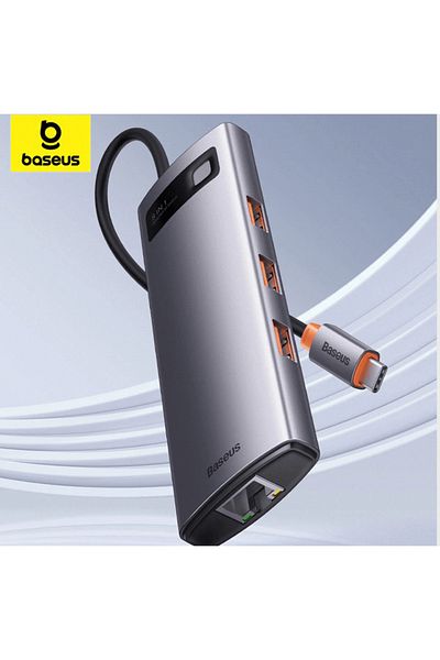 Baseus موزع 8 في 1 من Baseus 4K 60Hz USB C Hub من النوع C إلى منفذ Ethernet PD 100W محول لجهاز Macbook Pro USB 3.0