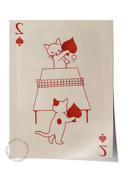 Postifull Unframed Poster, Cats Playing Card, Comfort Series Kitchen Wall Poster, No:108937