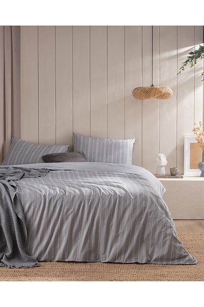Madame Coco Amelia Double Cotton Dobby Duvet Cover Set - Gray