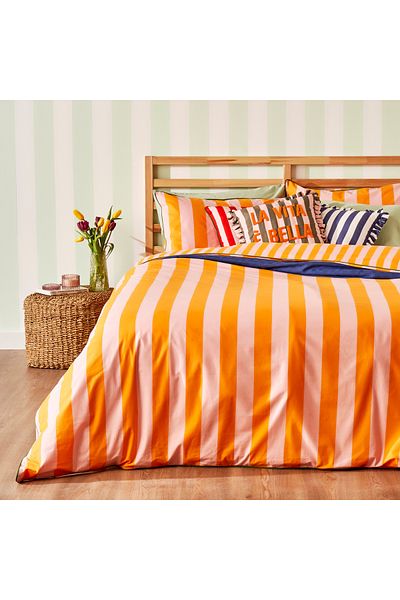 Bella Maison Set cuvertură de pilota dublă din bumbac 100% linie portocaliu (200x220 cm)