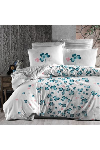 First Choice 100% cotton bed linen ranforce, 6 pieces, First Choice, Chance, Turquoise clover
