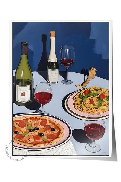 Postifull Frameless Poster, Dinner Table, Comfort Series Kitchen Wall Poster,