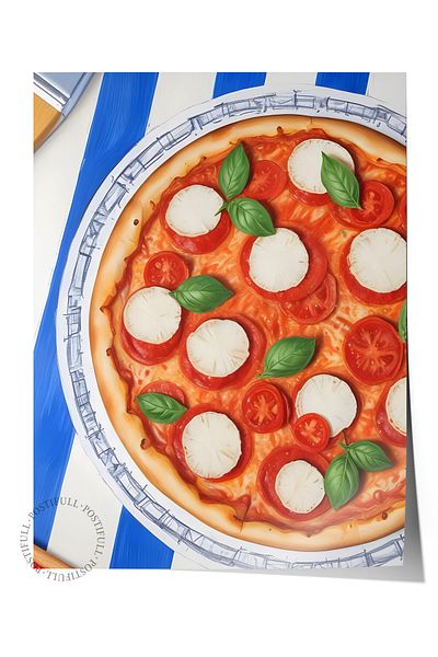 Postifull Frameless Poster, Pizza Plate, Comfort Series Kitchen Wall Poster, No:109103