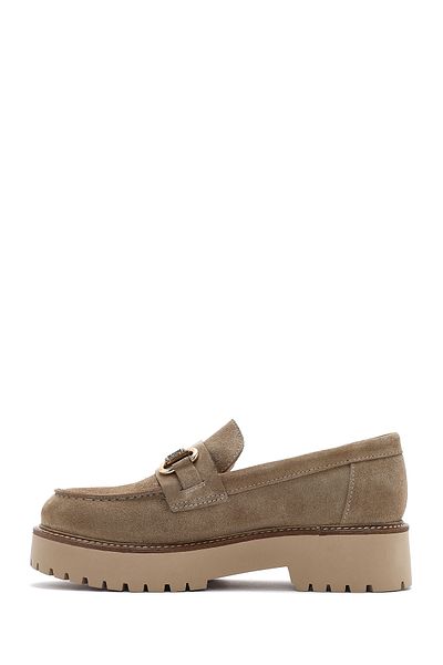 Derimod Loafer masculin din piele de căprioară cu talpă groasă bej cu accesorii 25SFD 180210