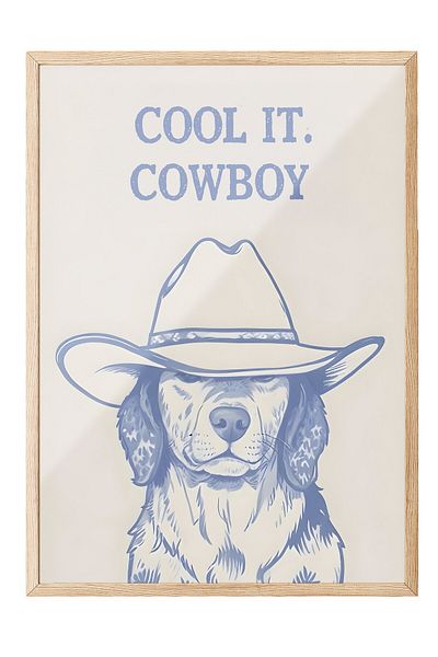 Postifull Ζωγραφική με ξύλινο πλαίσιο, Cool it Cowboy, Ξύλινη ζωγραφική κουζίνας Comfort Series, NO:108930