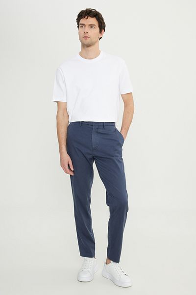 ALTINYILDIZ CLASSICS Men's Indigo-Grey Cotton Slim Fit Slim Fit Side Pocket Stretch Casual Pants