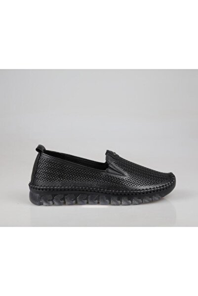 Castle Black 22385 Genuine Leather Orthopedic Black Women's Daily Mother Shoes