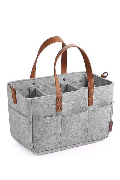 COOYA Baby Diaper Organizer, Portable with Carrying Handle for Bedroom and Baby Room, Gray