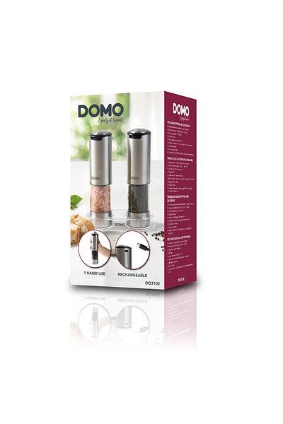 Domo Sada 2 elektrických mlýnků na koření Do3102, baterie, nerezová ocel