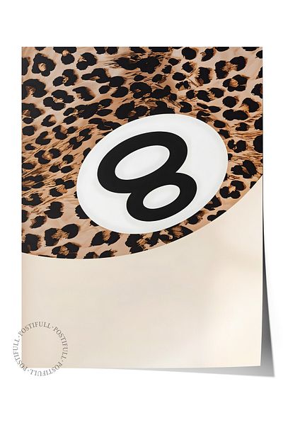 Postifull Αφίσα χωρίς πλαίσιο, 8_Ball Leopard, Αφίσα τοίχου κουζίνας Comfort Series, NO:108952