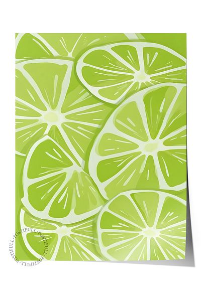 Postifull Αφίσα χωρίς πλαίσιο, Lime, Αφίσα τοίχου κουζίνας Comfort Series, NO:109132
