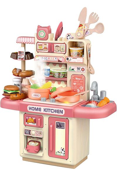 COOYA Play Kitchen Set, With Play Sink, Spray, Realistic Light & Sound, Learning Gift for Kids Girls Boys