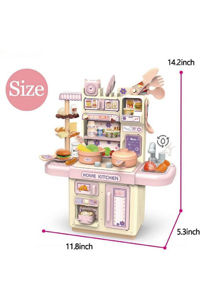 COOYA 34Pcs Kids Play Kitchen Set, With Play Sink, Cooking Stove, Realistic Light, Learning Gift for Kids
