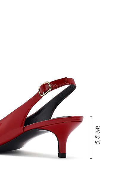 Derimod Women's Red Open Back Low Heel Patent Leather Shoes 25Sfd 230516