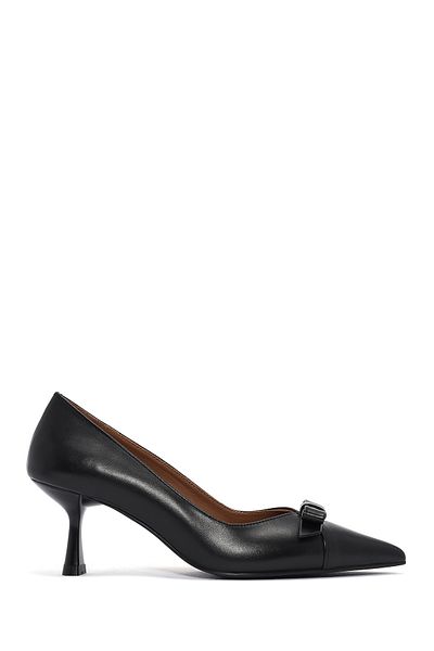 Derimod Women's Black Thin Short Heels Leather Stiletto 25Sfd 132318