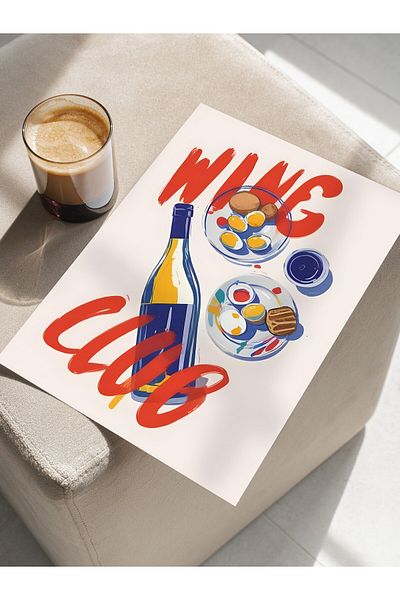 Postifull Frameless Poster, Wine Club, Comfort Series Kitchen Wall Poster, No:109073