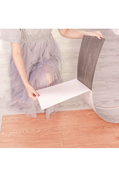 Renkli Duvarlar Açık Gri Yapışkanlı Ahşap Pvc Yer Döşeme Parkesi Ofis Salon M...