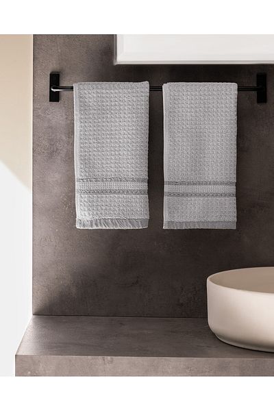 Madame Coco Alissa 2 Pack 100% Cotton Hand Towels - Gray