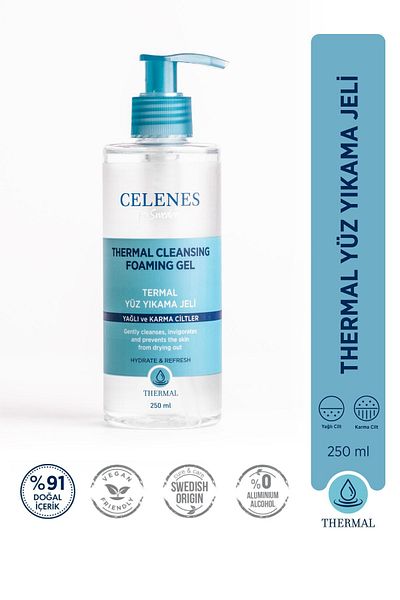 Celenes By Sweden Moisturizing and Revitalizing Thermal Facial Cleansing Gel for Oily and Combination Skin 250