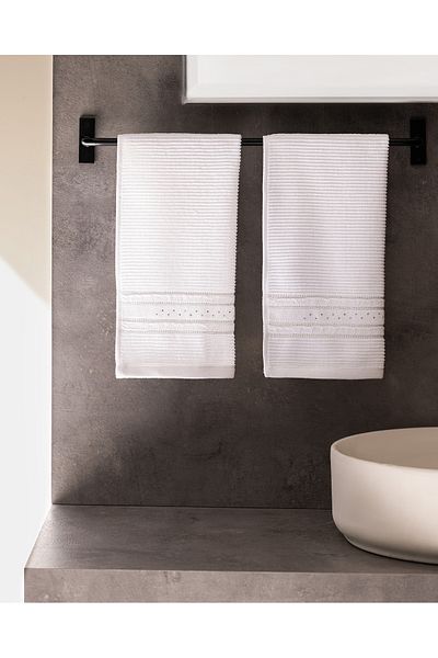 Madame Coco Alice 2 Pack 100% Cotton Hand Towels - White