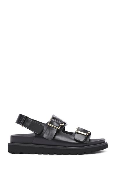 Derimod Women's Black Banded Thick Soled Sandals 25Sfe 401518