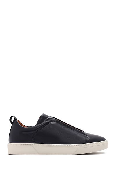 Derimod Men's Navy Blue Elastic Leather Sneaker 25Sfd 631618