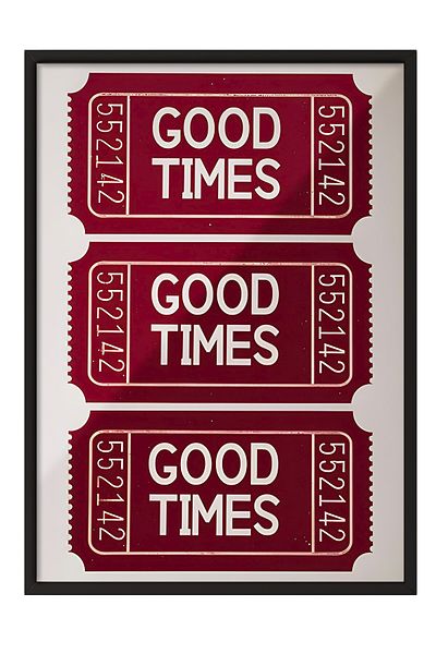 Postifull Black Framed Painting, Good Times Ticket, Comfort Series Kitchen Wall Painting, No:108951