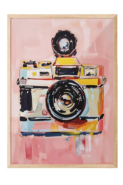 Postifull Ζωγραφική με ξύλινο πλαίσιο, Vintage Camera, Ξύλινη ζωγραφική σειράς Comfort Kitchen, NO:108940