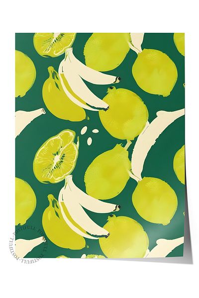 Postifull Frameless Poster, Limes with Banana, Comfort Series Kitchen Wall Poster, No:109122