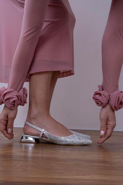 sovrana Silver Ballerinas with Stone Details