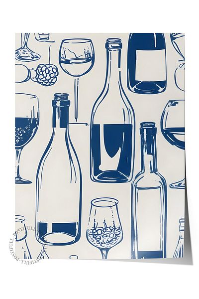 Postifull Frameless Poster, Bottles on a Table, Comfort Series Kitchen Wall Poster, No:109120
