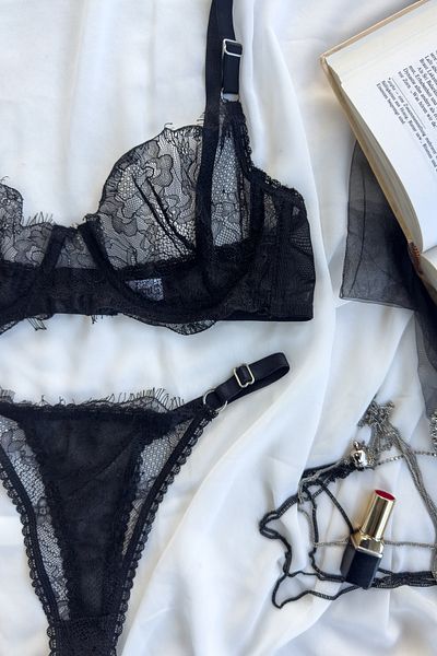G&H UNDERWEAR - Set de 2 sutien cu detalii florale negre