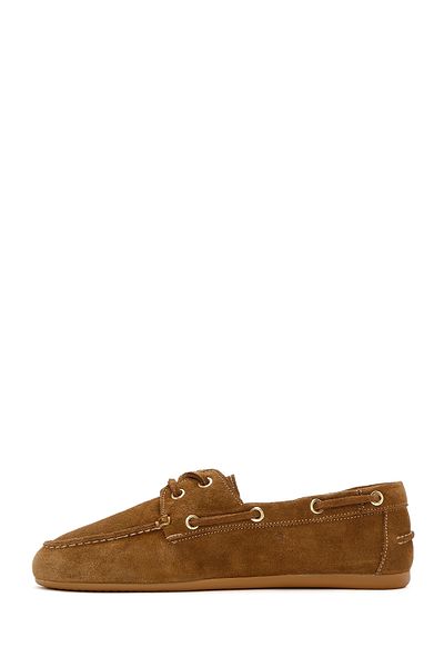 Derimod Women's Mink Lace-Up Suede Leather Loafer 25Sfd 420210
