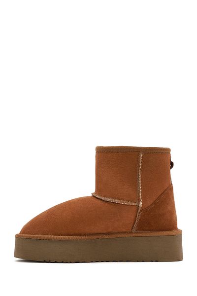 Derimod Women's Tan Thick Soled Suede Leather Boots 24Wfd 153510