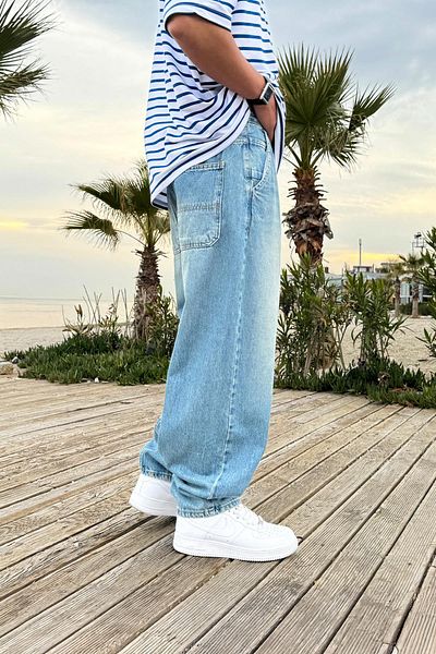 Flaw Wear Baggy Jean with Back Belt Detail