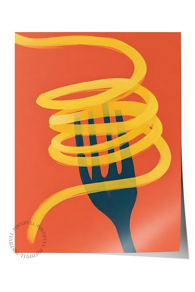 Postifull Frameless Poster, Spaghetti Fork, Comfort Series Kitchen Wall Poster, No:109081