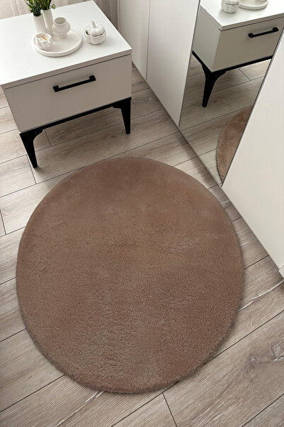 SOFT DECOR Kaymaz Taban Yolluk Peluş Yuvarlak Halı