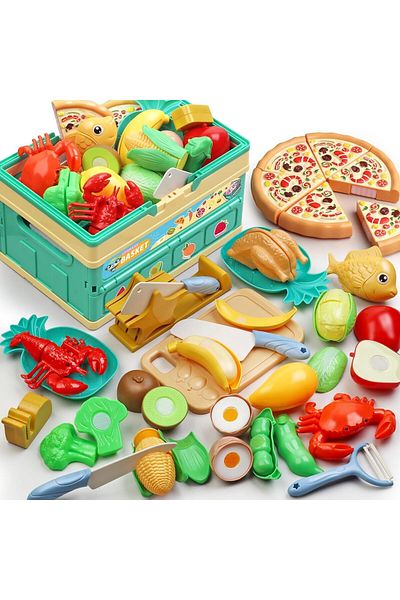 COOYA Fruits and Vegetables Toy for Kids, with Storage Basket, for Toddler Birthday Gift