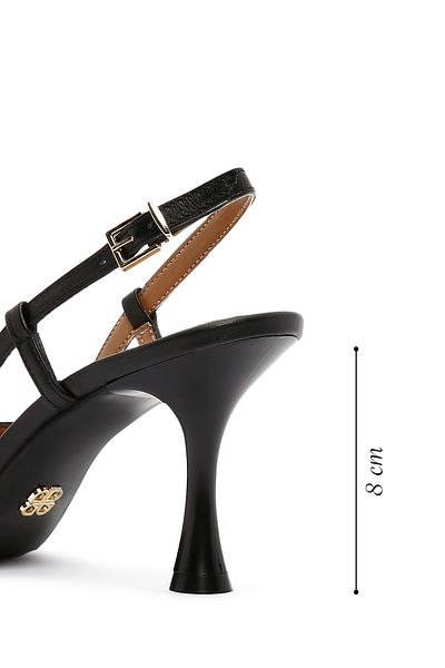 Derimod Women's Black Open Back Heeled Leather Shoes 25Sfd 160218